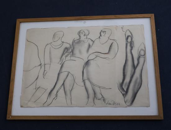 § Leon Underwood (1890-1975) Sketch of three women and stockinged legs 20 x 30in.